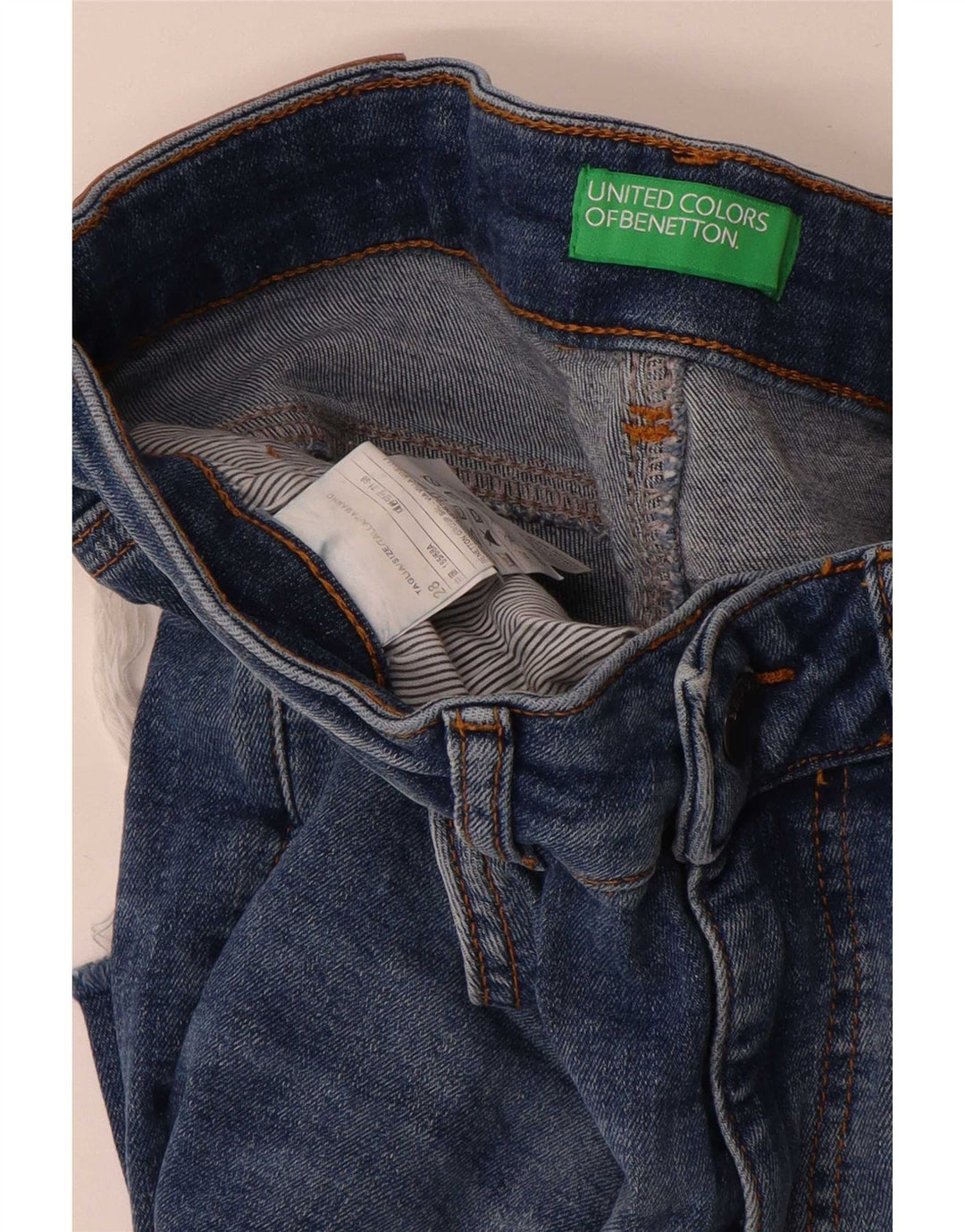 Benetton Damen Straight Jeans W28 L28 Blaue Baumwolle