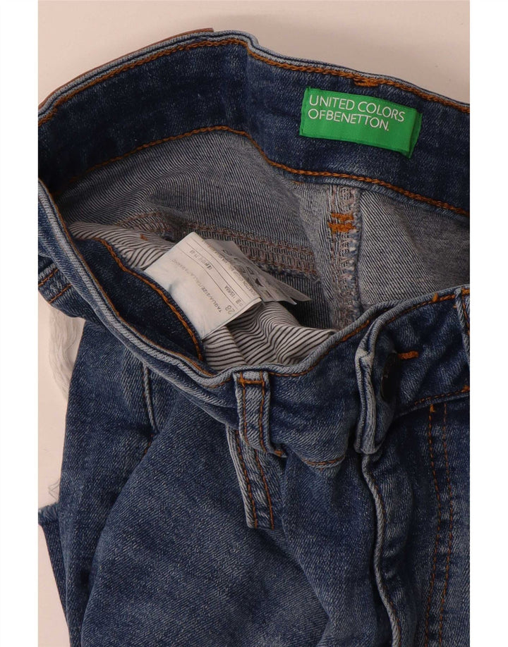 Benetton Damen Straight Jeans W28 L28 Blaue Baumwolle