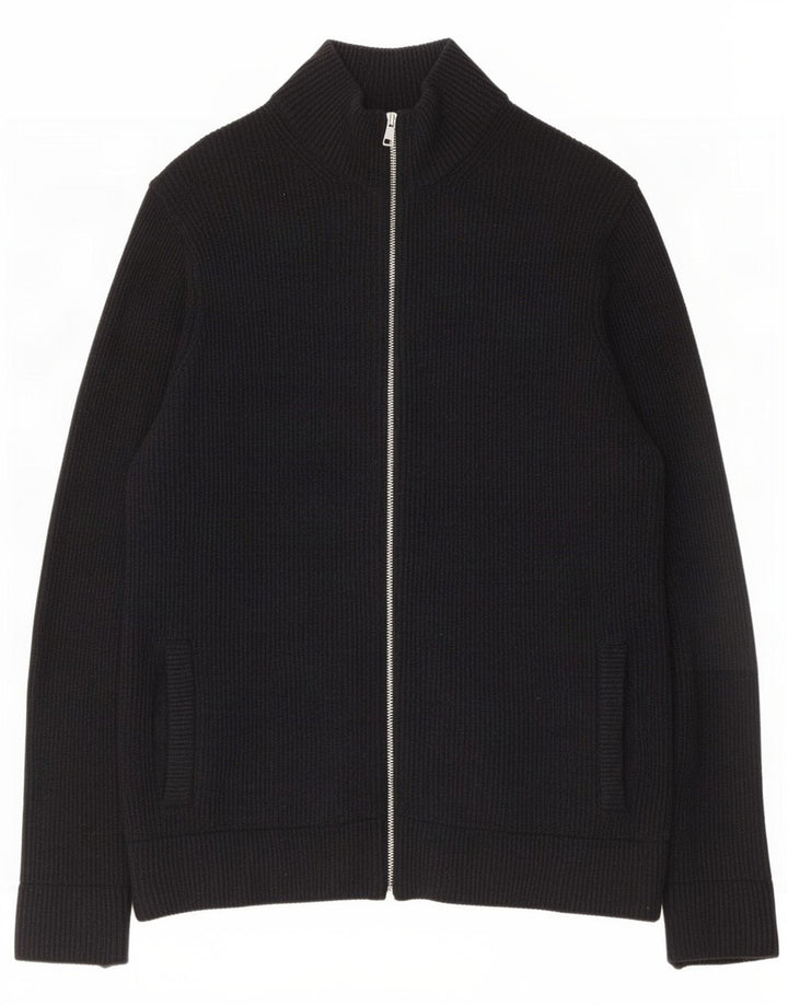 Marks & Spencer Herren-Cardigan-Pullover aus mittelschwarzer Wolle