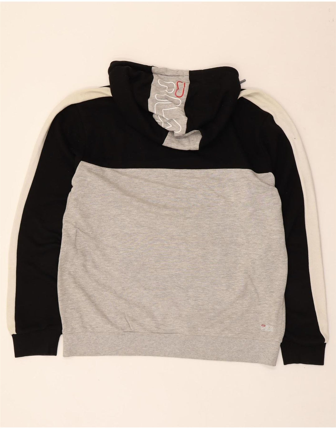 Fila Herren-Kapuzenpullover mit Grafik, groß, Grau, Farbblock