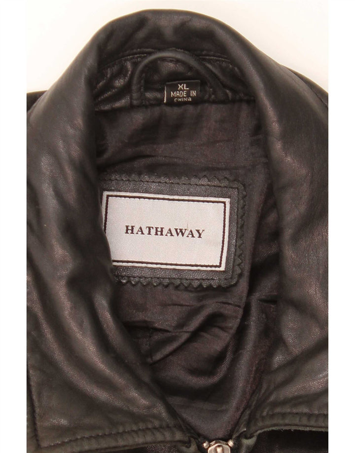 Hathaway Herren Lederjacke UK 42 XL Schwarzes Leder