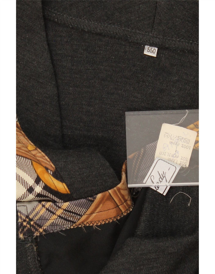 VINTAGE Womens Abstract Cardigan Sweater UK 18 XL Grey Wool Vintage Vintage and Second-Hand Vintage from Messina Hembry 