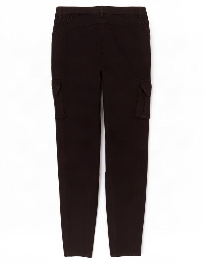 Zara Damen Slim Cargohose EU 40 Medium W30 L30 Schwarze Baumwolle