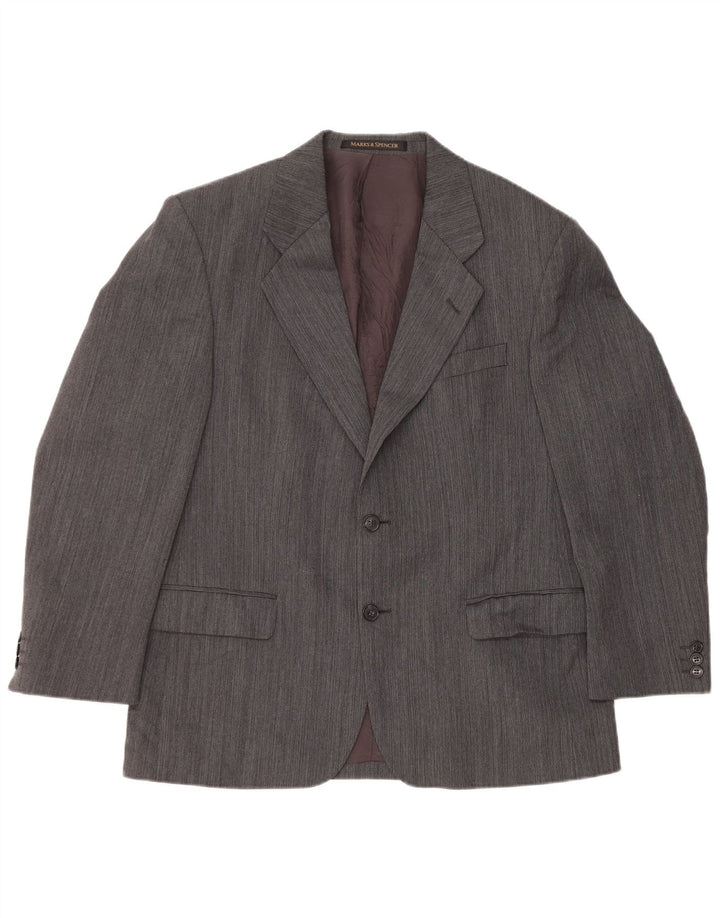 Marks & Spencer Herren-Blazer mit 2 Knöpfen, UK 40, große graue Wolle