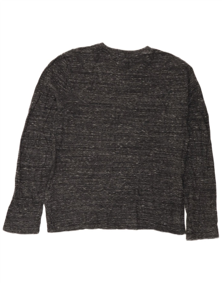 Superdry Herren-Oberteil mit langen Ärmeln, groß, grau gefleckte Baumwolle