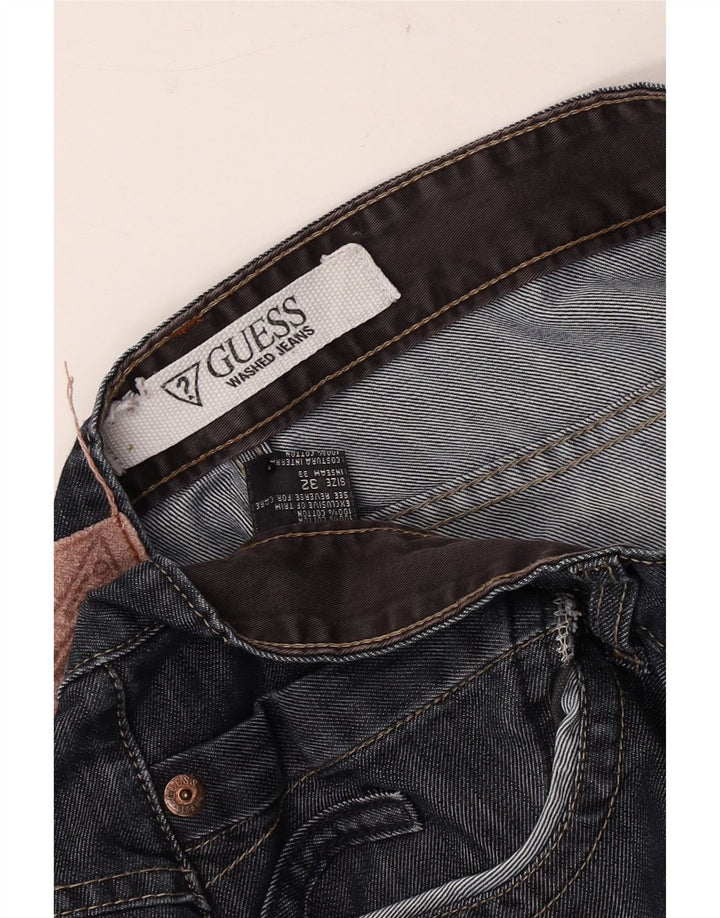 Guess Herren Straight Jeans W32 L32 Marineblaue Baumwolle