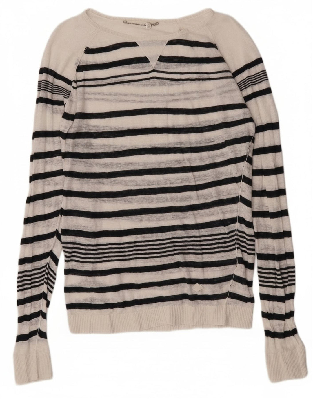 Diesel Damen-Pullover mit U-Boot-Ausschnitt, UK 14, mittelweiß gestreift
