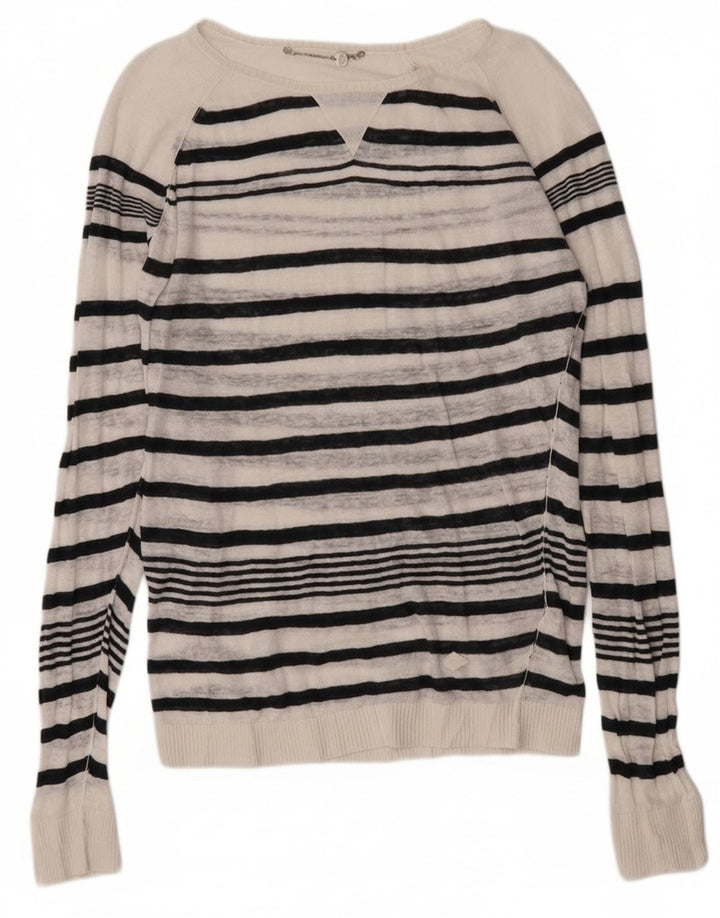 Diesel Damen-Pullover mit U-Boot-Ausschnitt, UK 14, mittelweiß gestreift