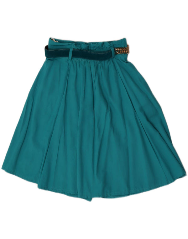 Vintage Womens High Waist Cullotes Shorts EU 36 Small W26 Turquoise