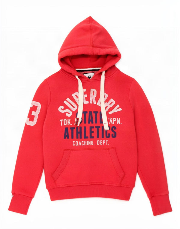 Superdry Womens Graphic Hoodie Jumper UK 6 XS Red Cotton