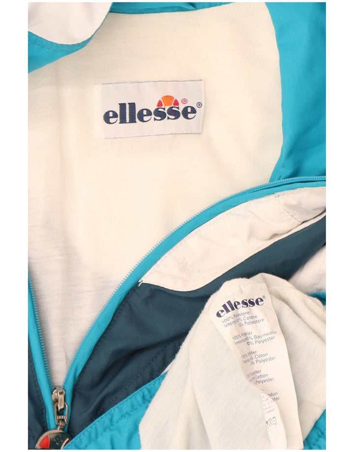 Ellesse Herren-Trainingsanzugoberteil mit Grafik, groß, blaues Farbblock-Polyester