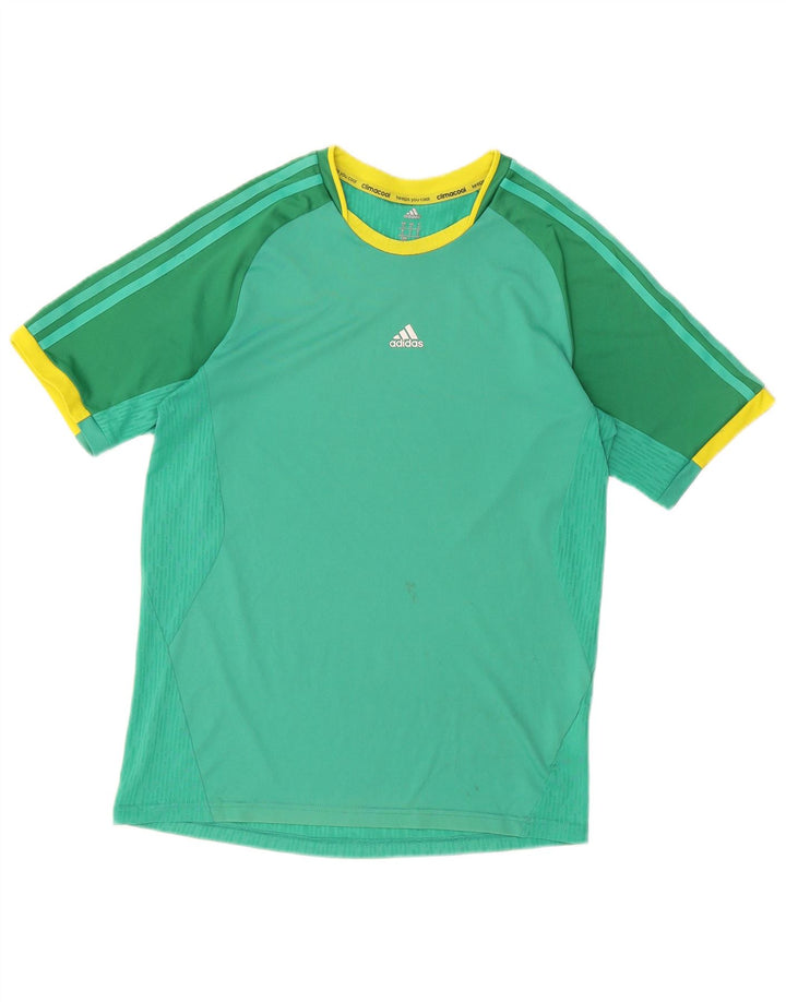 ADIDAS Mens Climacool T-Shirt Top Small Green Colourblock Polyester