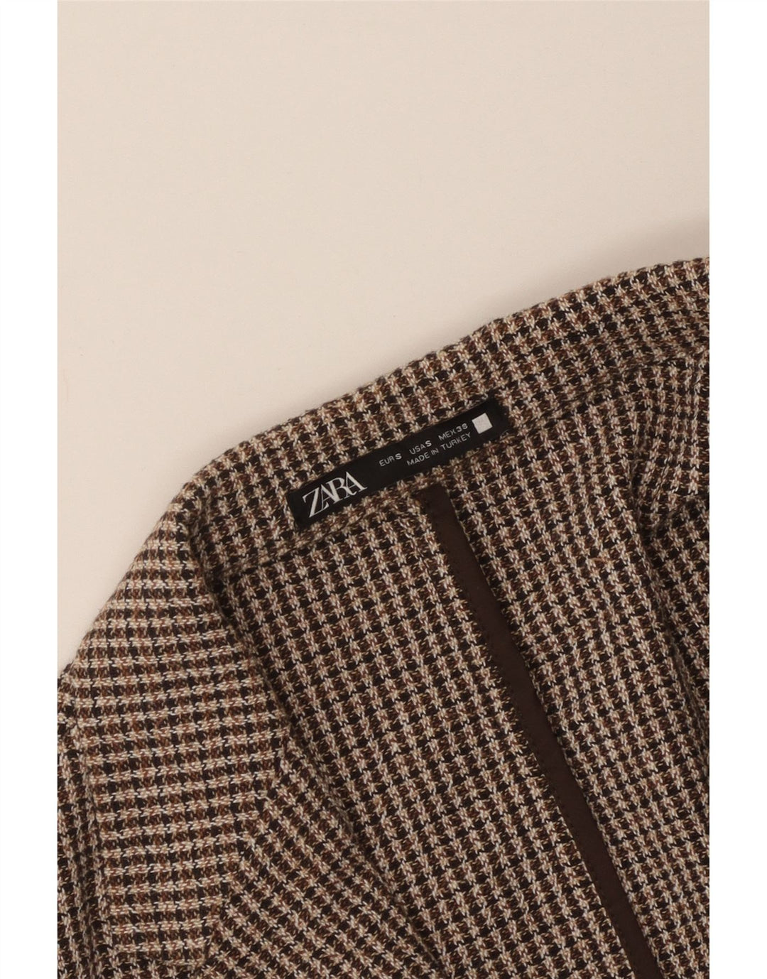Zara Herren-Blazer mit 2 Knöpfen, Gr. 36, Braun, Hahnentrittmuster