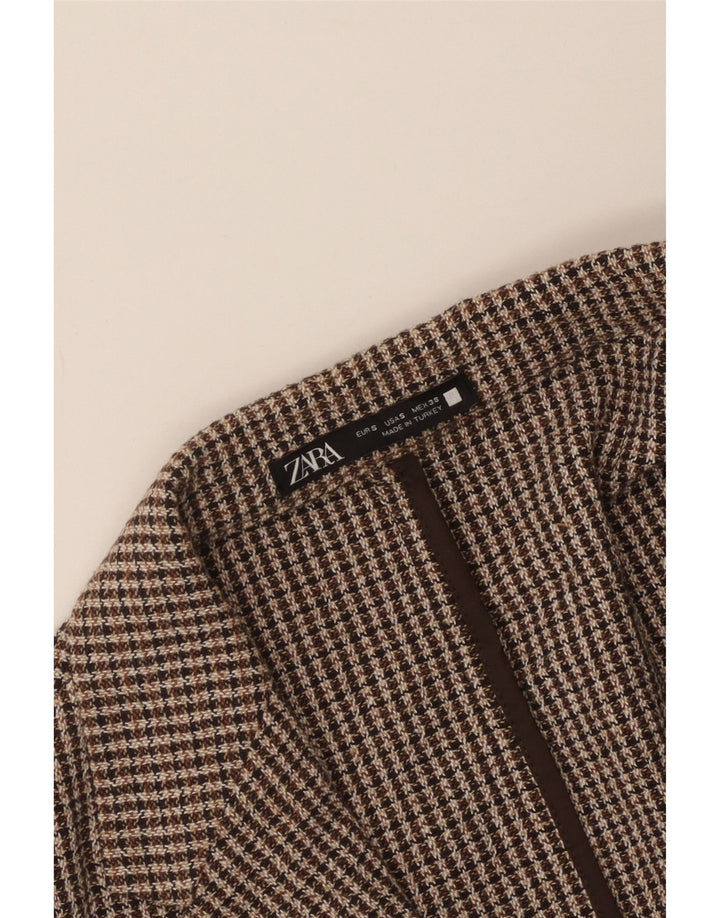 Zara Herren-Blazer mit 2 Knöpfen, Gr. 36, Braun, Hahnentrittmuster