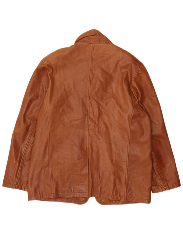 Vintage Herren Leder 3 Knopf Blazer Jacke UK 46 3XL Braunes Leder