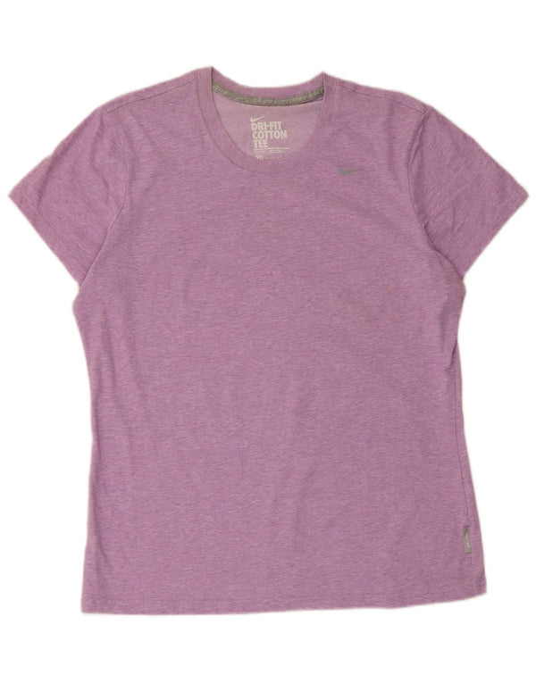 Nike Womens Dri Fit T-Shirt Top UK 18 XL Purple Cotton