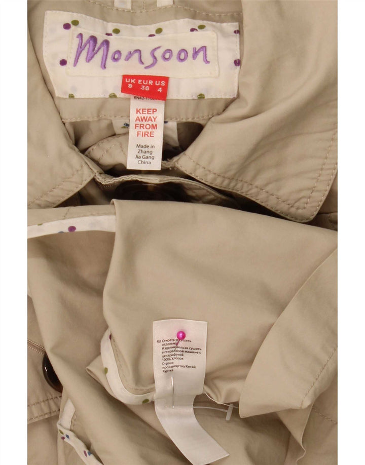 Monsoon Damen Trenchcoat UK 8 Small Beige Baumwolle
