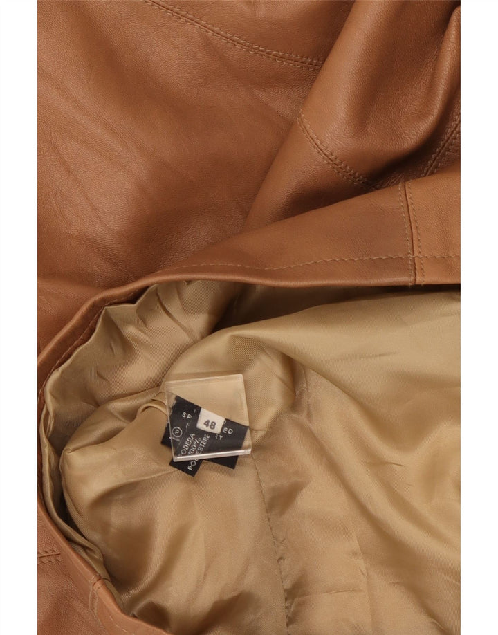 VINTAGE Damen Lederjacke IT 48 XL Braunes Leder