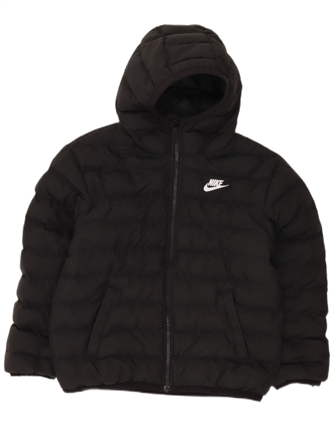 NIKE Wattierte Jacke mit Kapuze für Jungen, 10–11 Jahre, Mittelschwarzes Polyester