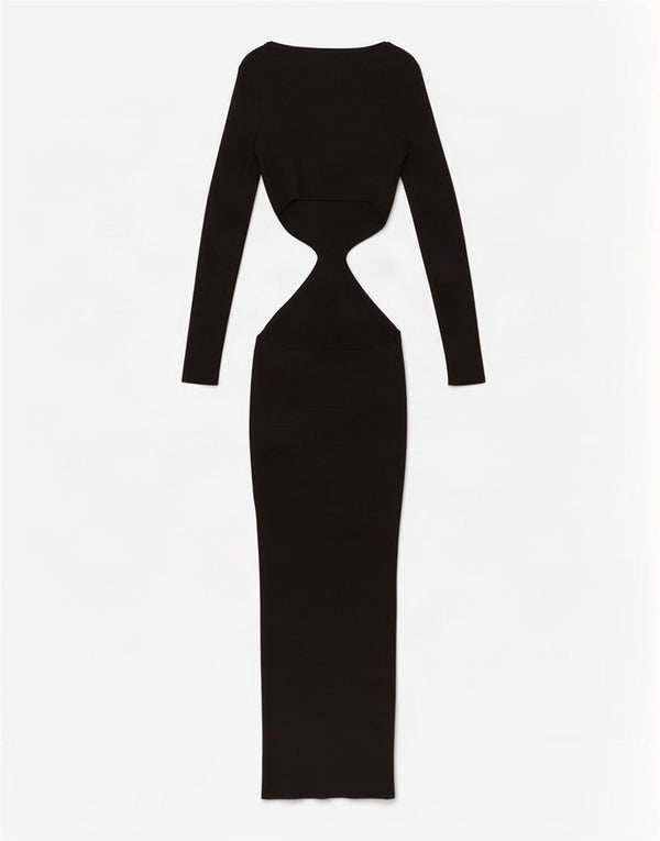 Topshop Damen Langarm-figurbetontes Kleid mit Ausschnitt, UK 4 XS, schwarze Viskose