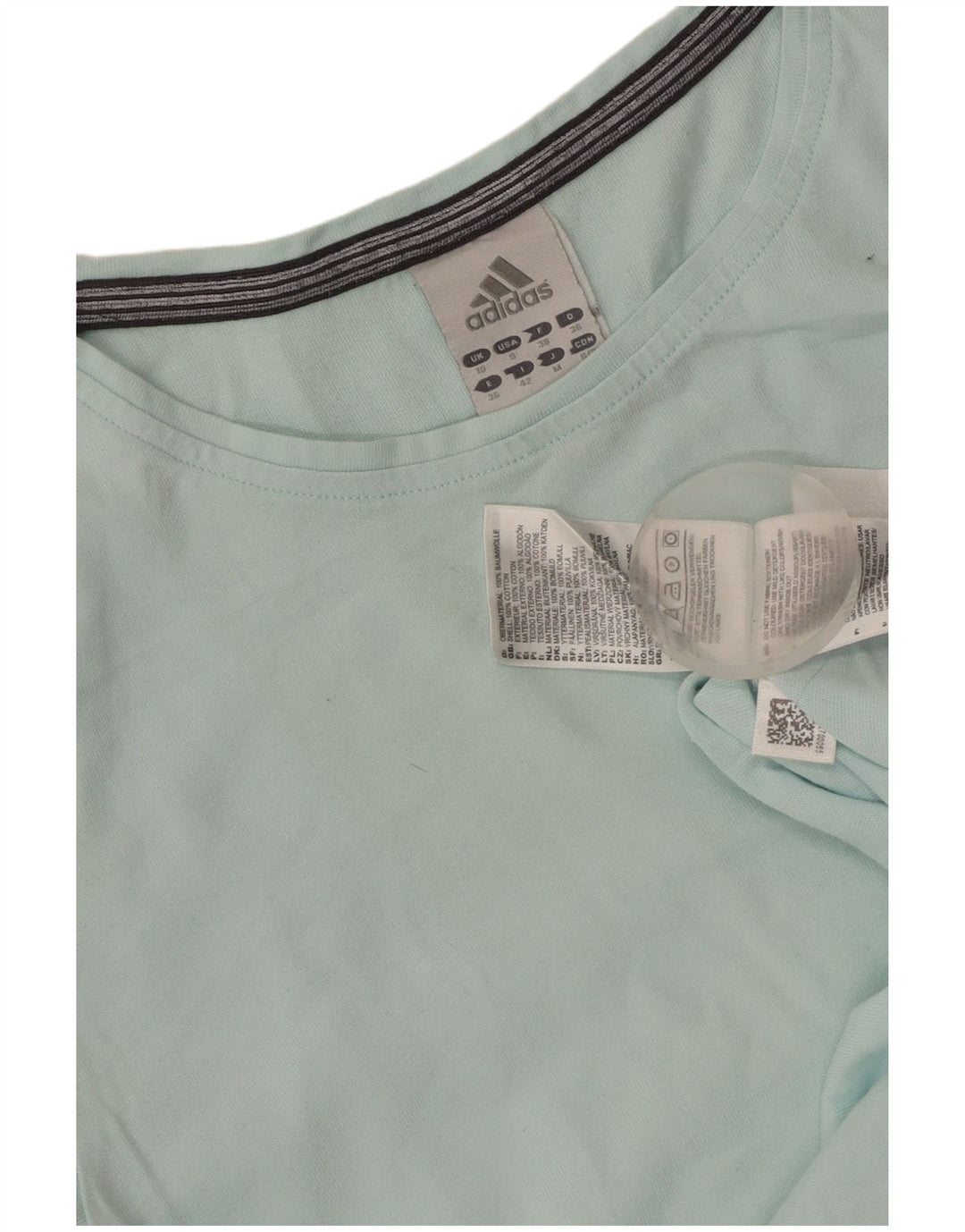 ADIDAS Damen Top Langarm UK 10 Small Blau Baumwolle