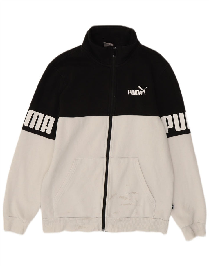 PUMA Herren-Trainingsanzug mit grafischem Oberteil, Größe S, Weiß, Farbblock-Baumwolle