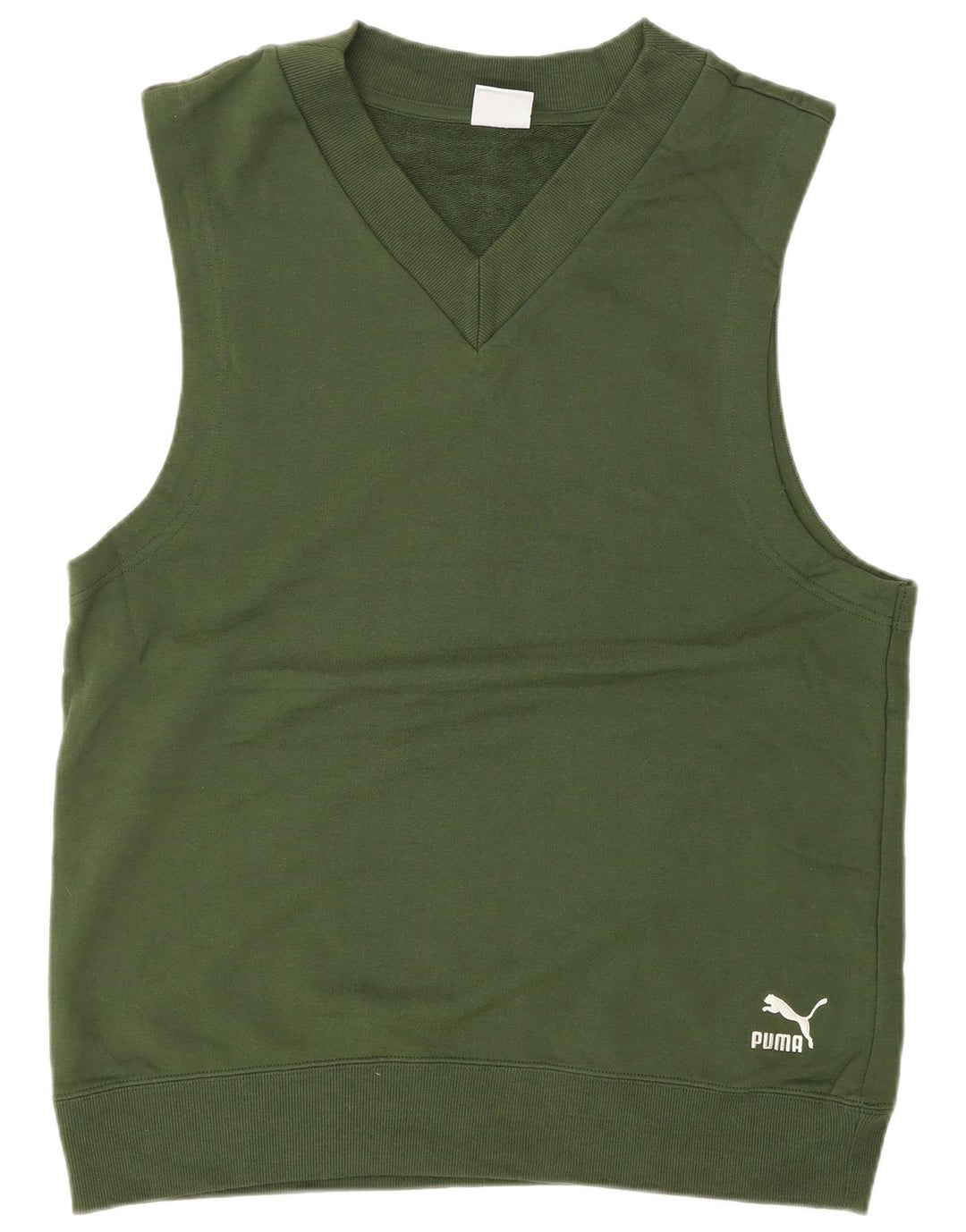 PUMA Herren ärmelloser Sweatshirt-Pullover, klein, grüne Baumwolle