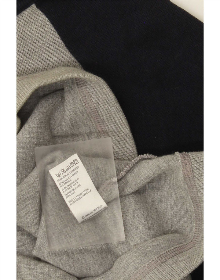 Marks & Spencer Herren-Oberteil aus langärmliger, mittelgrauer Colourblock-Baumwolle