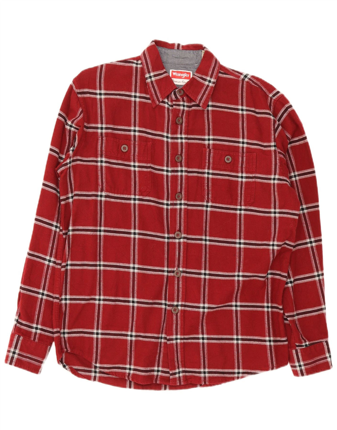 Wrangler Herren-Flanellhemd, mittelrot, kariert, Baumwolle