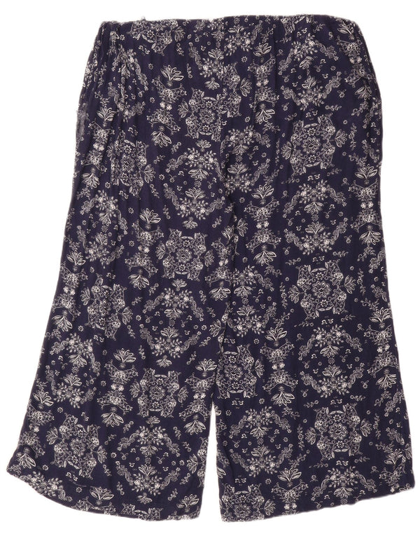Marks & Spencer Womens Cropped Trousers UK 20 2XL W40 Navy Blue Floral