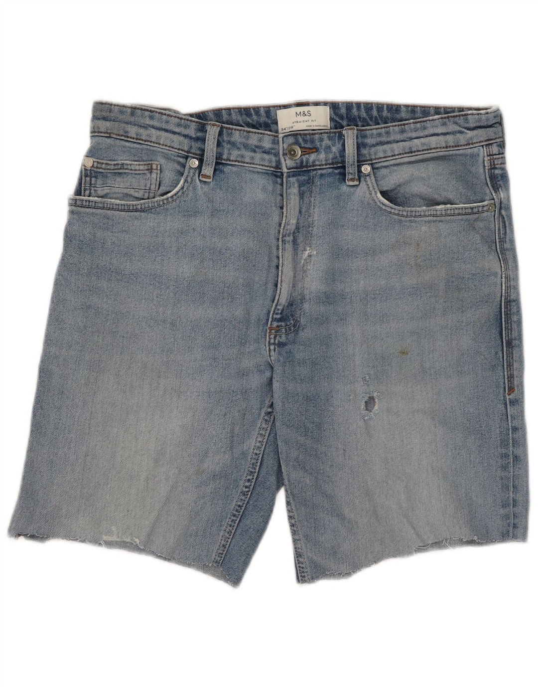 Marks & Spencer Herren-Jeansshorts, W34, Größe L, Blau, Baumwolle
