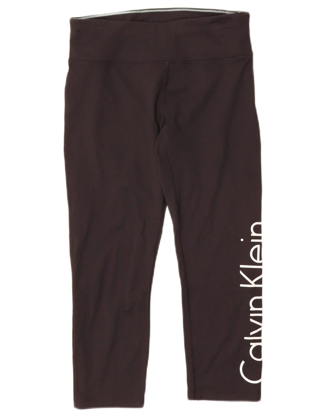 Calvin Klein Womens Graphic Leggings UK 10 Small Schwarzes Nylon