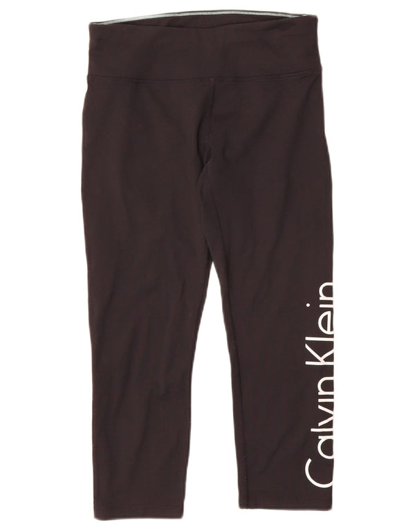 Calvin Klein Womens Graphic Leggings UK 10 Small Schwarzes Nylon