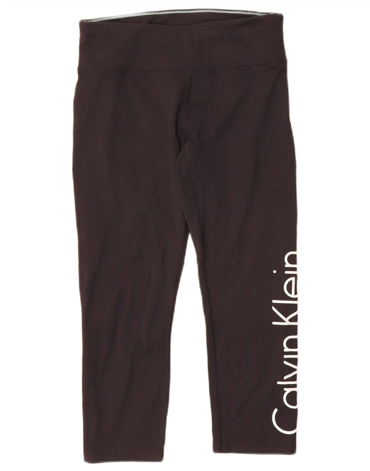 Calvin Klein Womens Graphic Leggings UK 10 Small Schwarzes Nylon