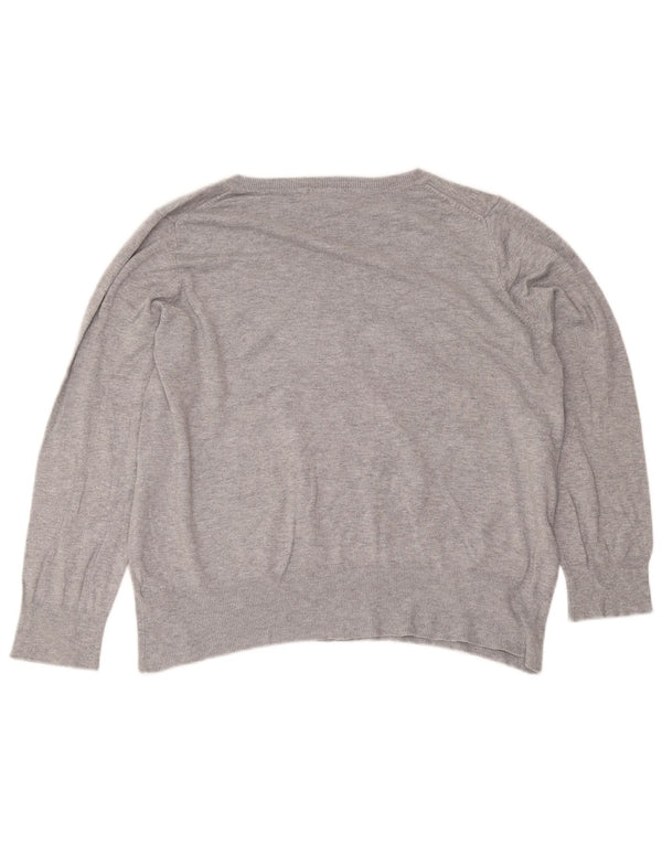 Marks & Spencer Damen-Pullover mit V-Ausschnitt, UK 22 3XL, graue Viskose
