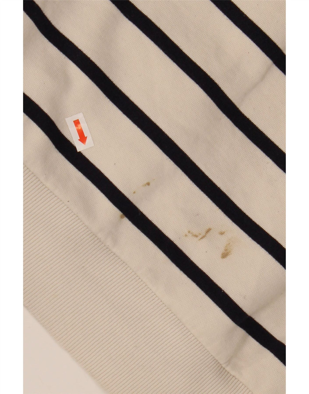 ZARA Damen Crop Sweatshirt Pullover UK 16 Große weiß gestreifte Baumwolle