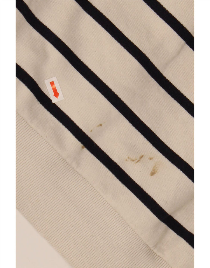 ZARA Damen Crop Sweatshirt Pullover UK 16 Große weiß gestreifte Baumwolle