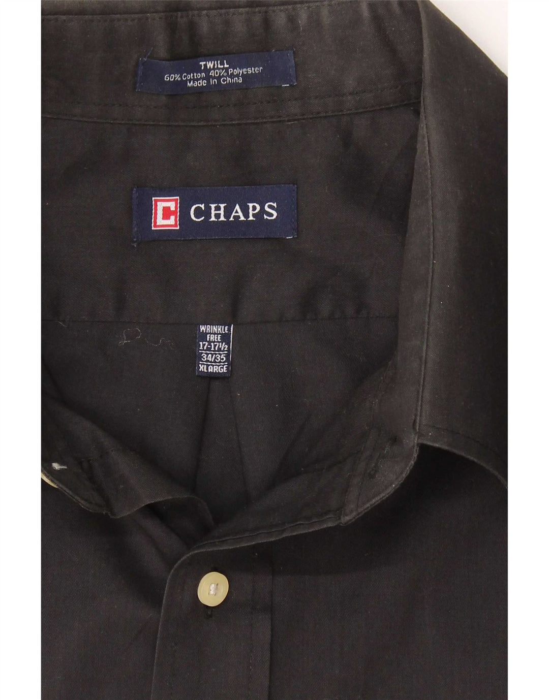 Chaps Herrenhemd, Größe 17 1/2 XL, schwarze Baumwolle