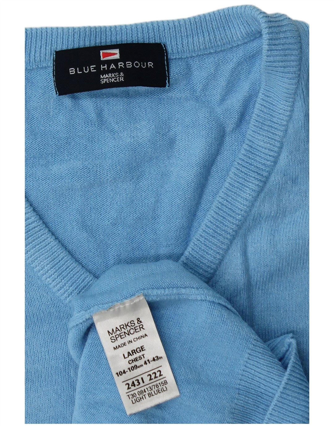 Marks & Spencer Herren-Pullover mit V-Ausschnitt, groß, Acryl, Blau