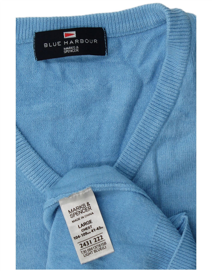 Marks & Spencer Herren-Pullover mit V-Ausschnitt, groß, Acryl, Blau