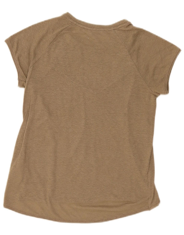 Massimo Dutti T-Shirt-Oberteil für Mädchen, 11–12 Jahre, Khaki, Blumenmuster, Baumwolle