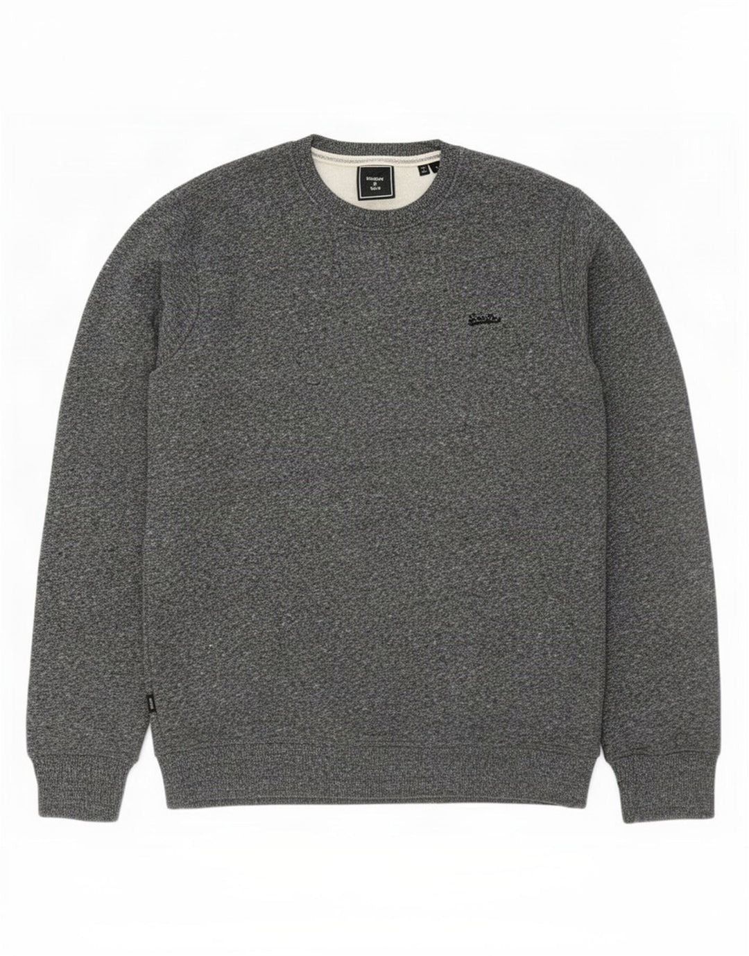 Superdry Herren-Sweatshirt-Pullover, große grau gefleckte Baumwolle