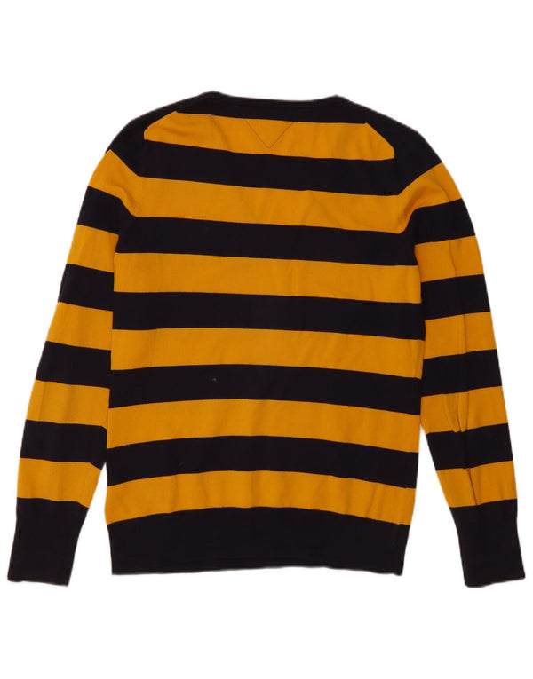 Tommy Hilfiger Damen-Pullover mit V-Ausschnitt, Gr. 14, groß, gelb gestreift