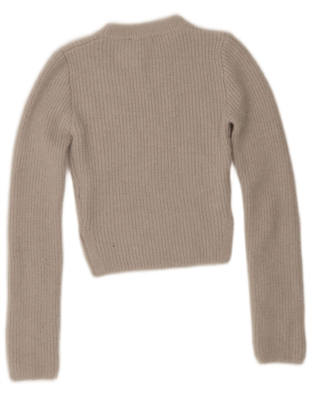 Zara Damen Crop Crew Neck Pullover Pullover UK 12 Mittelgraues Polyester