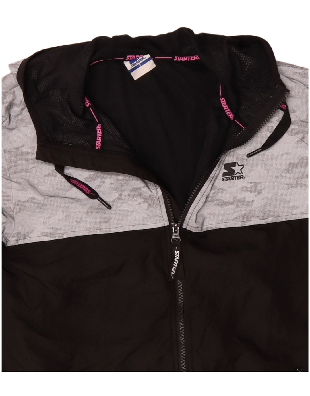 STARTER Damen-Regenjacke mit grafischer Kapuze, Gr. 10, Größe S, Schwarz, Tarnung
