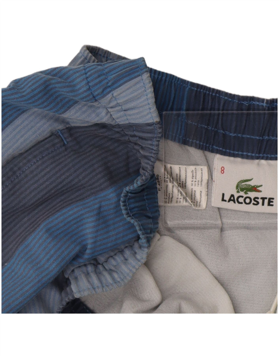 Lacoste Herren-Badeshorts, Größe 8 3XL, blau gestreift, Baumwolle