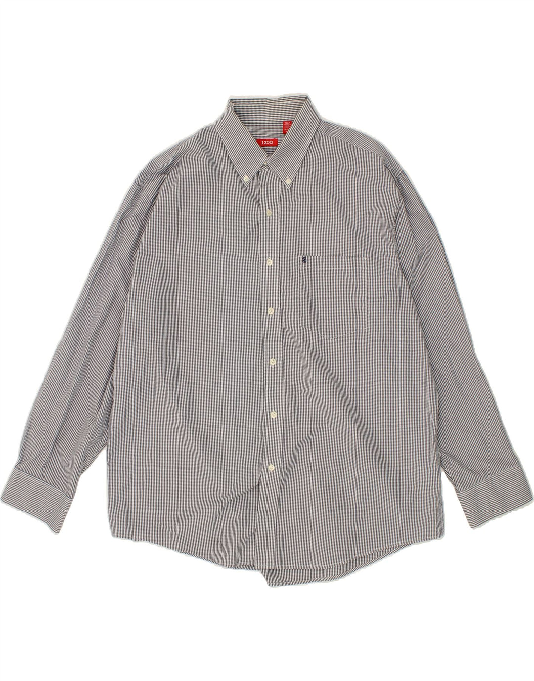 IZOD Mens Tall Shirt XL Grey Check Cotton Vintage Izod and Second-Hand Izod from Messina Hembry 