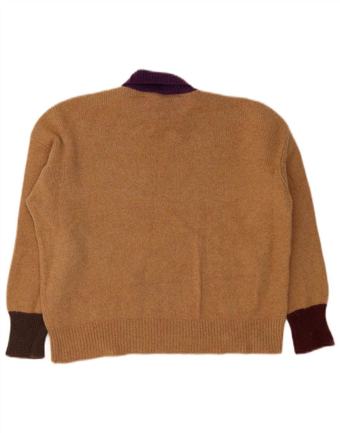 Marni Womens Crop Rollkragenpullover Pullover IT 40 Small Brown Colourblock