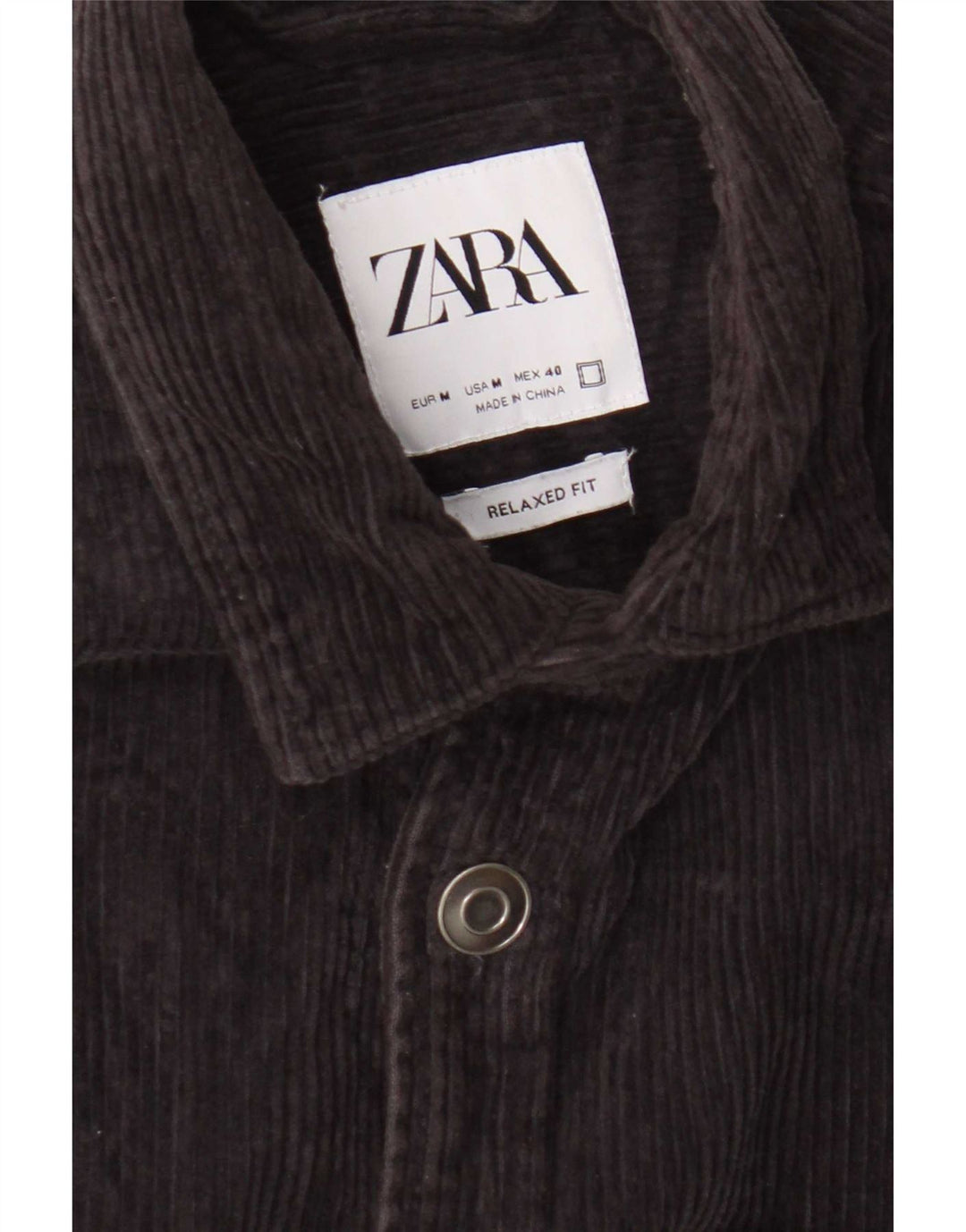 Zara Herren Relaxed Fit Cordhemd Mittelblau