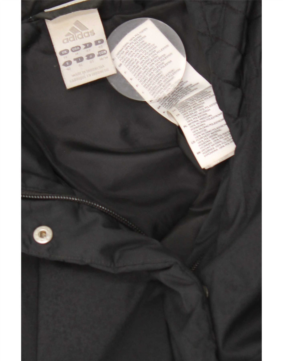 Adidas Damen Wattierte Jacke UK 14 Large Schwarz Polyester